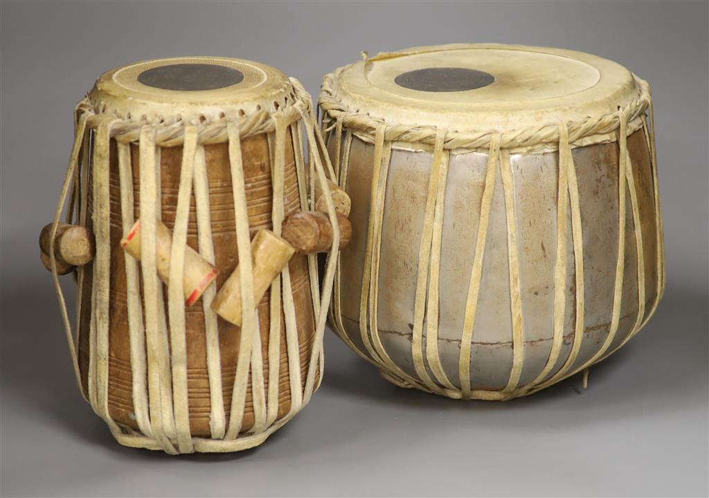 A Tabla set of two Indian drums, consisting of larger Dayan and smaller Bayan drums